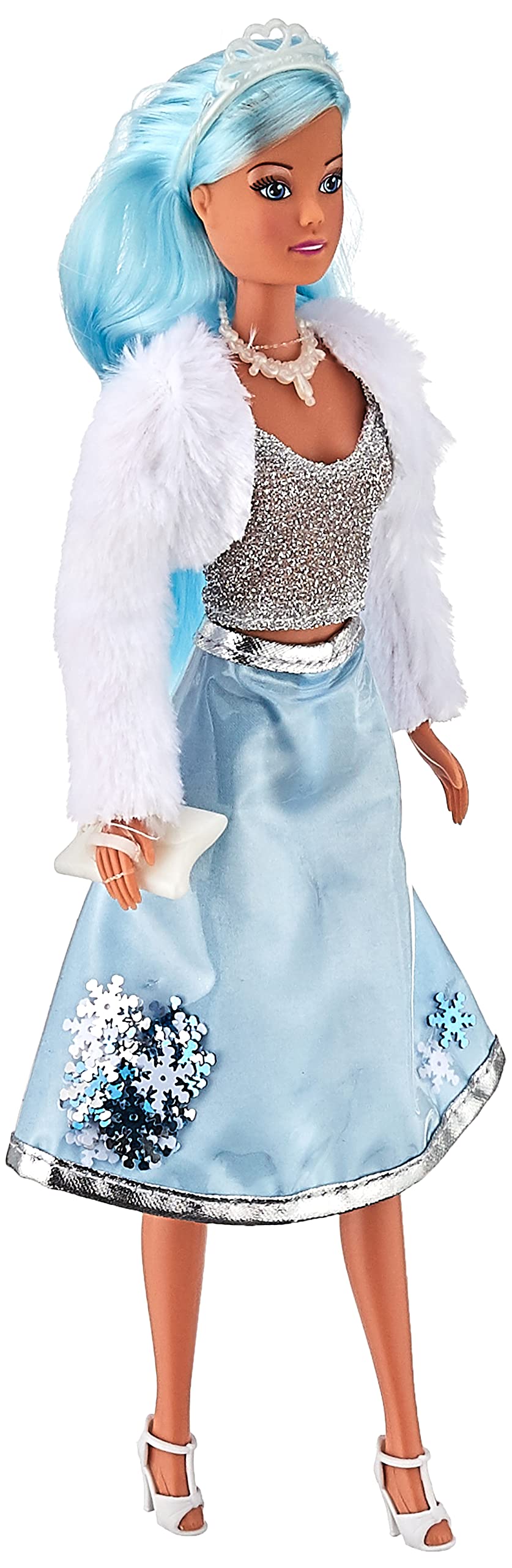 Simba 105733491 - Steffi Love Ice Glam, Doll as Modern Ice Princess with Fur Jacket and Two-Layer Skirt with Snowflakes, with Accessories
