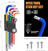 Anesty 9pc Torx Key Set T10-T50 Cr-V Steel Colour Coded Long L Keys view 5