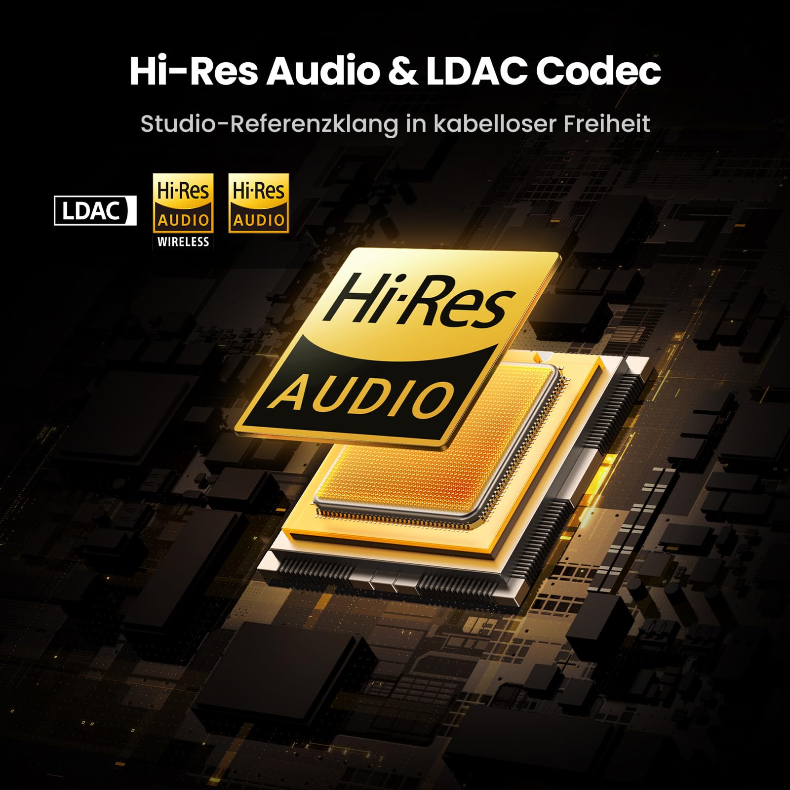 UGREEN HiTune Max5c Bluetooth Kopfhörer Over Ear mit Hybrid Active Noise Cancelling, Hi-Res Audio, LDAC, 75h Akku, Bluetooth 5.4, Spatial Audio, EQ in App, Duale Verbindung (Schwarz) 2