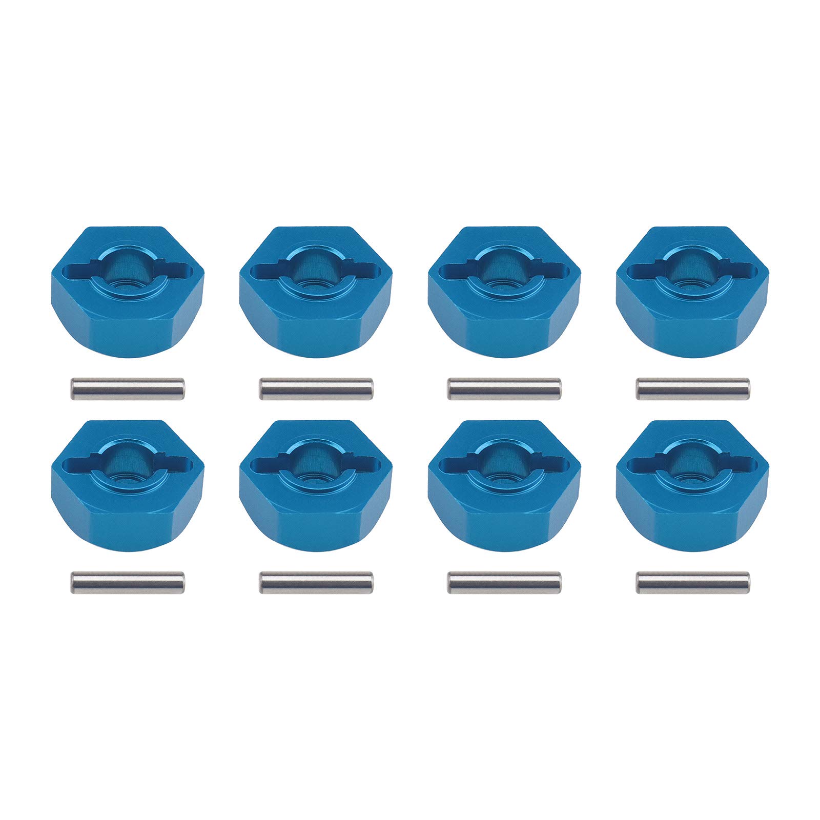 Create idea 8x RC Car Wheel Hexagonal Drive Hub Adapters Blue 12mm Aluminum Alloy Hex Nuts With Pins Universal Fit For 1/10 RC Model Car Spare Part