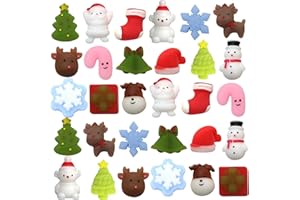 VOVEA Christmas Squishies Mochi Squishy Toys 30 PCS, Kawaii Christmas Toys Christmas Party Favors Stocking Stuffers Gifts for Kids Girls Boys, Christmas Goodie Bag Stuffers Stress Reliever Toy Pack