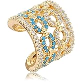 Ear Cuff Earrings for Women Non Piercing Clip On Chunky Earrings Cartilage Wrap Ear Cuffs 14k Gold Plated Cubic Zirconia Hypoallergenic Jewelry Gifts, Single