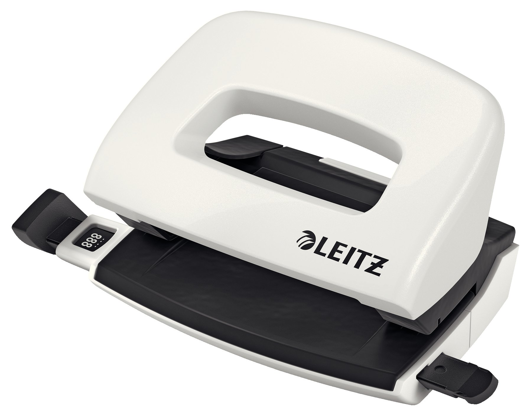 Leitz Mini Hole Punch, 10 Sheets, Guide Bar with Format Markings, Metal, WOW Range, 50601001 - Pearl White