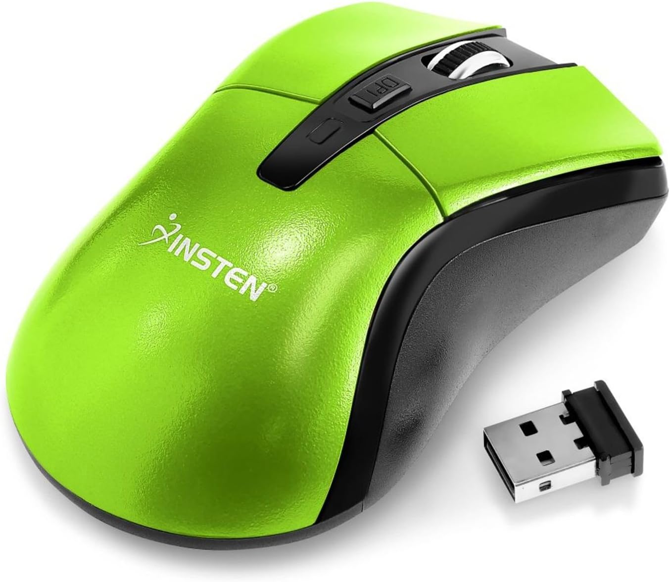 Insten 2.4GHz USB Portable Wireless Cordless 4 Keys Optical Game Gaming Mouse Compatible with Computer Laptop Desktop PC Mac, Green