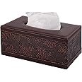 XNONE PU Leather Tissue Box Cover Kleenex Box Holder Rectangle Tissue Organizer with Magnetic Bottom,Decorative Napkin Caddy for Vanity Dresser Night Stand Table Countertop Home Office Car,Retro
