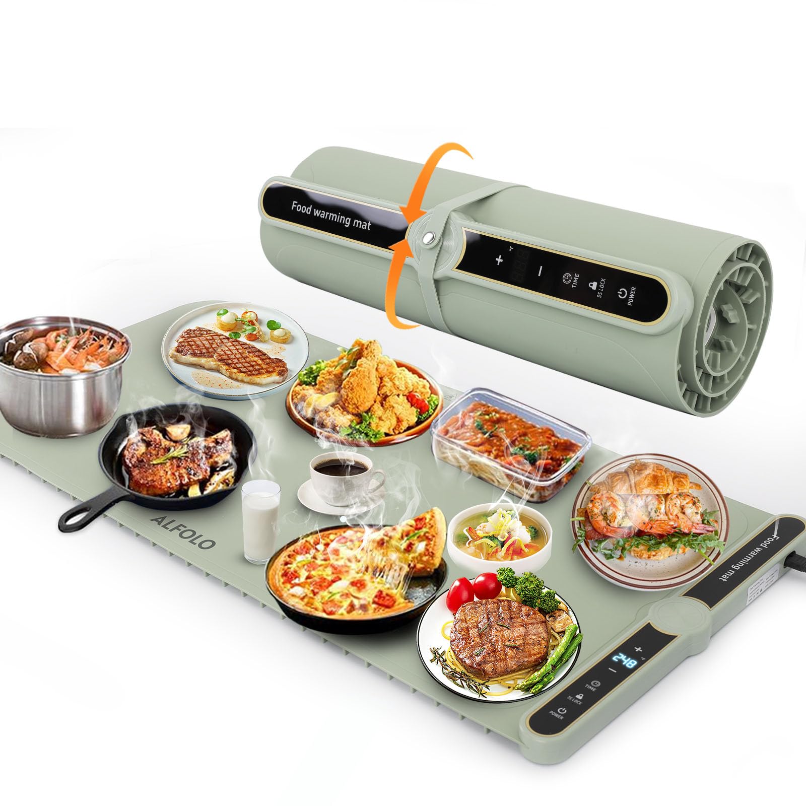 ALFOLO Warming Mat for Food Extra Large Electric Warming Trays for Buffets Party 31.5"x15" Heating Mat XL Heating Tray Silicone Food Heating Pad Long Food Tray Defrost Tray Sourdough Warmer 104-248 ℉