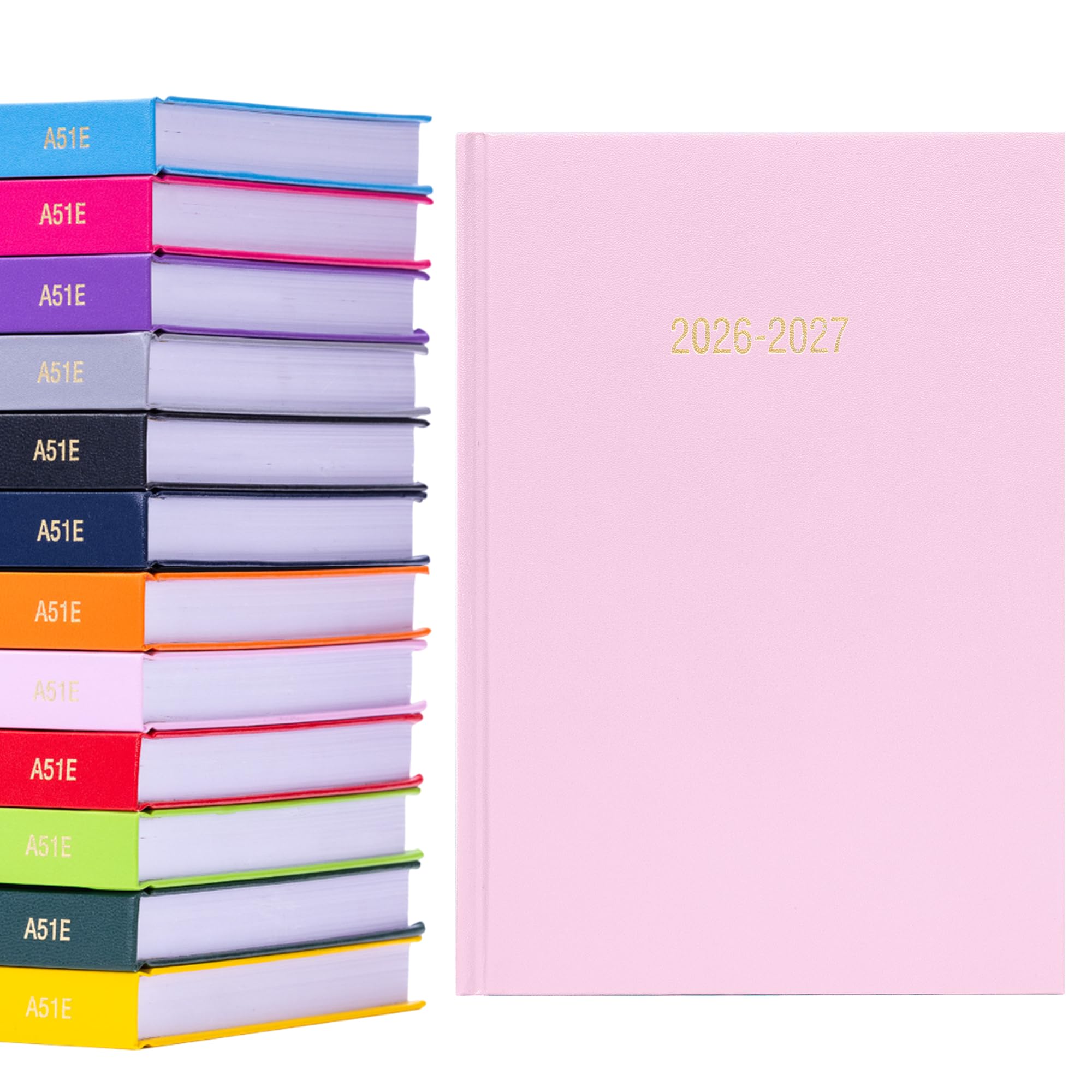2026 2027 Academic Diary A5 Page a Day - Mid Year Hardback Planner From August 2026 to July 2027 - Student Teacher School Organiser with Ribbon Bookmark (A5, Pink)