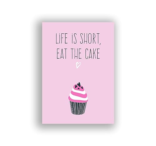 Amazon Co Jp 人生は短いですポスターケーキウォールアートキッチンウォールアート名言 キッチンアートプリント変な壁 Generic