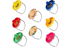 JAZGROM Mini Cinco De Mayo Sombrero Hats Headbands Mexican Party Favors Supplies