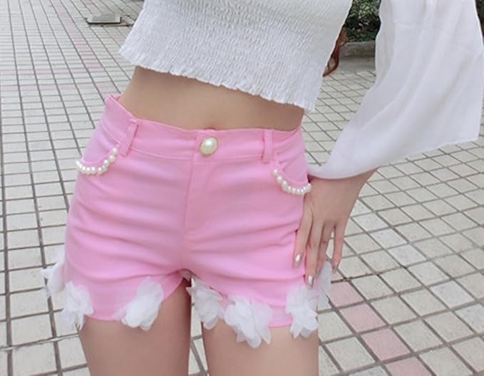 Amazon Code7 ゆめかわいい ショートパンツ フラワー ピンク L ショートパンツ 通販