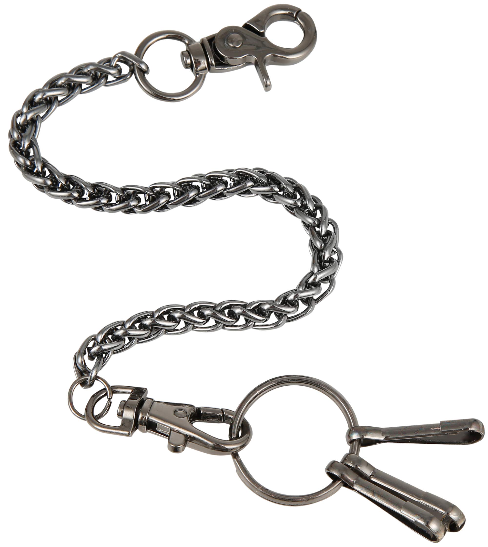 Wallet Chains for Men Biker Trucker Motorcycle Pants Jean Key Chain Stainless Steel Secured&Heavy Duty (Black-14.96")