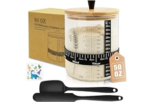 RAKOVAR 50oz Sourdough Starter Jar Kit, Wide Mouth Sourdough Container, Extra-Large Capacity Sourdough Jar for Sour Dough Bread, Sourdough Starter Kit & Sour Dough Starter Jars(1Pack)