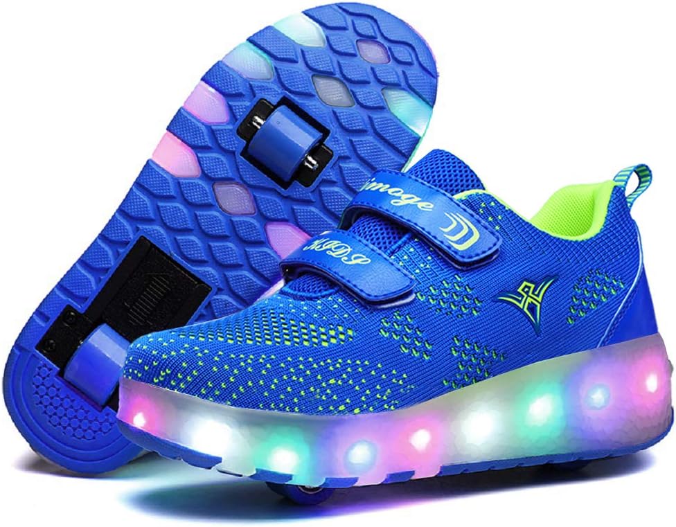 Nsasy Roller Shoes Kids LED Light Up Wheel Shoes Girls Sneakers for Kids Birthday Halloween Thanksgiving Christmas Day Best Gift