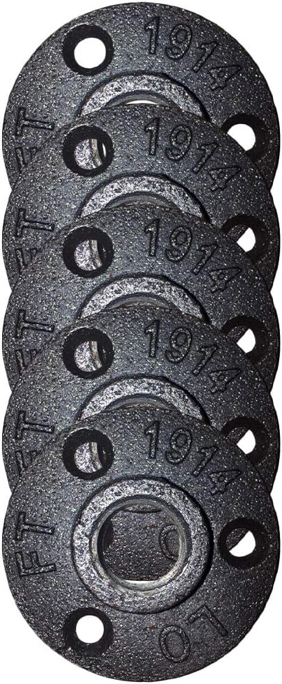 3/4" BSP Pipe Fittings, FJROnline 5PCS Floor Flange BSP Threaded Hole Black Malleable Iron Pipe Fittings Wall Rusty Industrial
