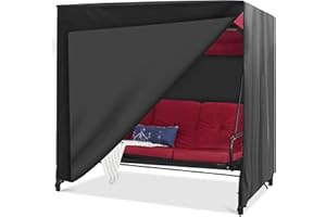VAINLLEY Outdoor Swing Cover Triple Seater Hammock Cover for Porch Swing Canopy Glider Chair and Other Patio Furniture Covers All Weather Protection (Black, 81L x 49D x 67H)