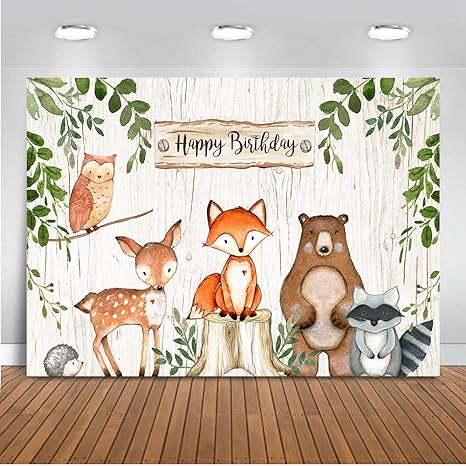 Mehofoto Woodland Anniversaire Backdrop Woodland Animaux Contexte Photographie 7x5ft Vinyle Bois De Fete D Anniversaire Banniere Toiles De Fond Amazon Fr Photo Camescopes