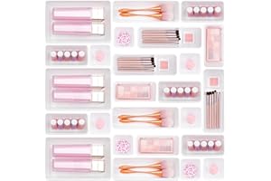 BUANSON 25 PCS Plastic Drawer Organizers Set, 4-Size Versatile Bathroom and Vanity Drawer Organizer Trays, Storage Bins for Makeup, Bedroom, Kitchen Gadgets & Office (White)