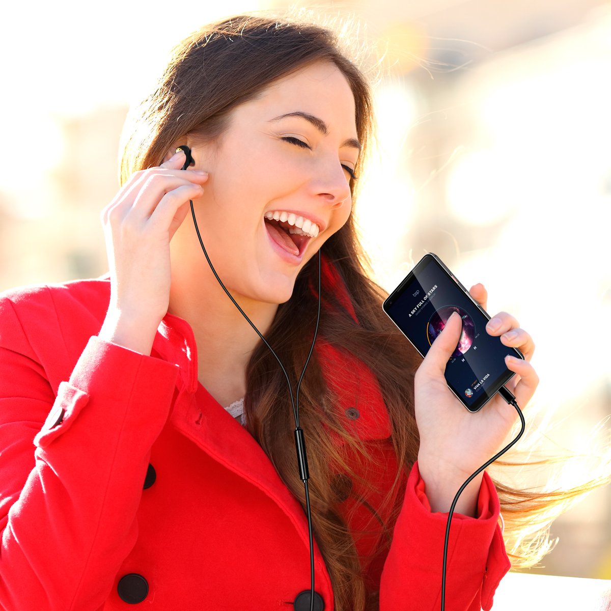 Type C Headphones, USB C Hi-Fi Stereo Digital Earbuds Sweatproof In-Ear Earphones with Mic Compatible with Google Pixel 2,Samsung Note 8,S8/S8+/S9,S9+, Moto Z, HTC U11, Essential PH-1 etc