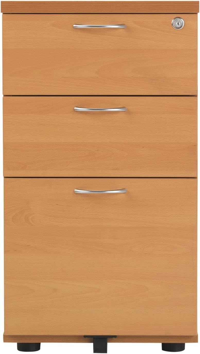 Office Hippo Heavy Duty Left Corner Radial Desk With 3 Drawer High Storage, Home Office PC Desk, Silver MFC, Beech Frame - Image 4
