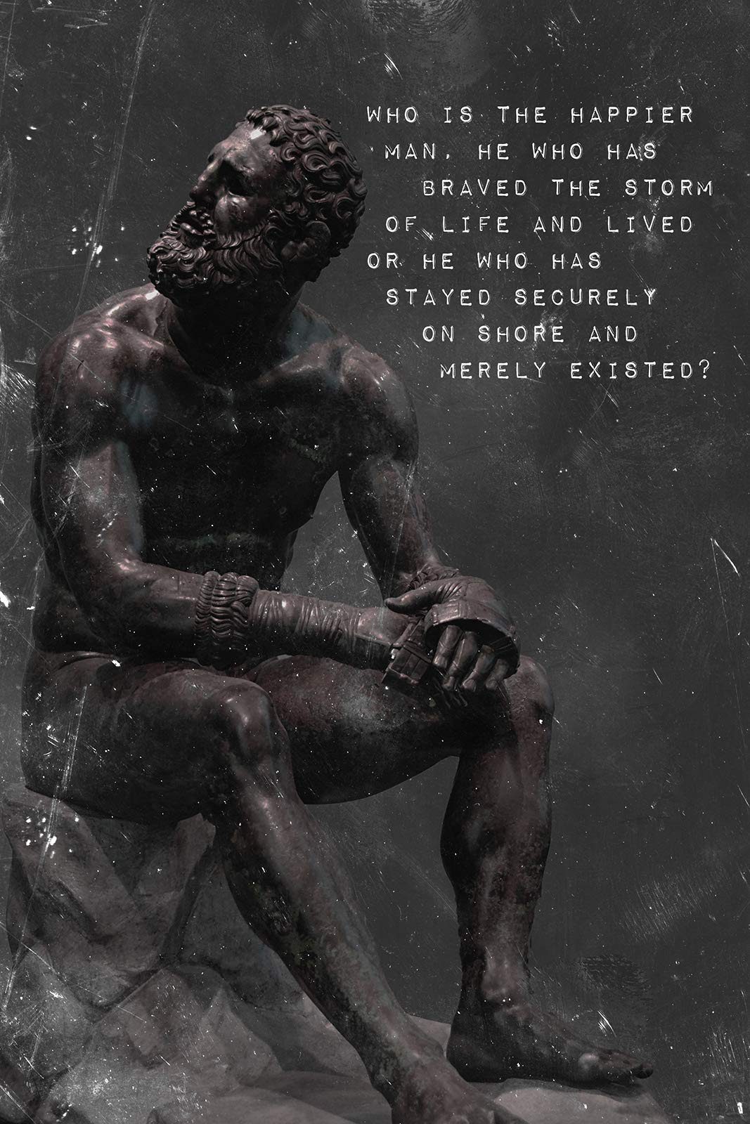 Martial Arts Motivational Quotes Introspective Chameleon Martial Arts Motivational Poster 01"Who Is Happier.  Photo Print Art Motivation Quote Gift Boxer At Rest Statue Boxing  Cauliflower Ear Mma - Size: 18 X 12 Inches (45 X 30