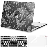 MOSISO Compatible with MacBook Air 13 inch Case 2026 2025 2024-2022 M4 A3240 M3 A3113 M2 A2681, Plastic Hard Shell&Keyboard Cover&Screen Protector for MacBook Air 13.6 inch Case, Sparkly Butterfly