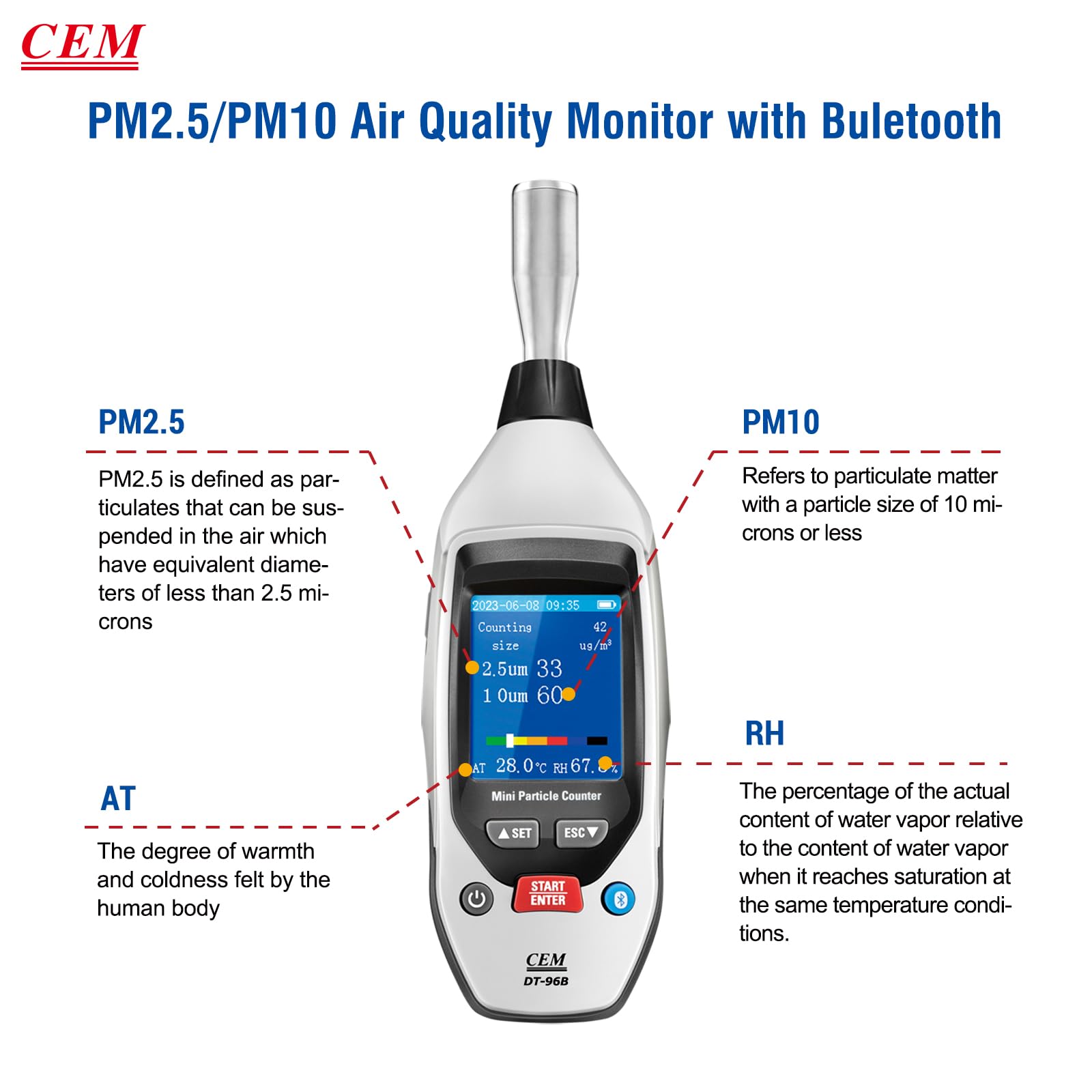 Mua CEM DT-96B Indoor Air Quality Monitor Portable PM2.5 PM10 Mini ...