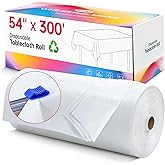 Plastic Table Cover Roll, White Disposable Tablecloth 54IN X 300FT with Slide-Cutter Box for Rectangle and Round Tables, Waterproof PEVA Table Cloth Roll for Picnic, Party, Birthday, Wedding
