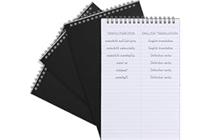 Fuyoooo 4 Pack Steno Pads Spiral 6 x 9 Inch Gregg Rule 100 Sheets Steno Notebook Top Spiral Notebook for Writing Steno Books for Office College Home Office (Black)