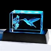 YWHL Crystal Hummingbird Gifts for Women Man, Laser Engraved 3D Hummingbird Figurines for Animal Lovers, Hummingbirds Decor for Home Party