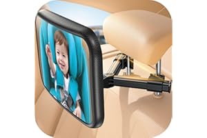 Lamicall Baby Car Mirror for Backseat - [2025 Safest Triangle Hook Clip] Acrylic Car Seat Mirror for Rear Facing, 360° Rotati