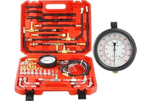 MANUTEX Fuel Pressure Test Kit Fuel Pressure Gauge Complete Kit for Car Truck Motorcycle 0-140 PSI 45PCS
