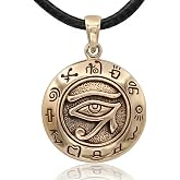 Moonlight Mysteries Bronze Egyptian Udjat Eye of Horus Pendant | Solid bronze; Egyptian Udjat Eye of Ra necklace design; ancient protection symbol; Kemetic Wedjat jewelry
