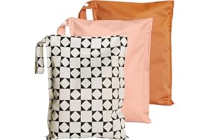 RelaxScene Wet Bag for Swimsuit - 3 Pack Waterproof Wet Dry Bag for Clothes - Baby Diaper Bag - Travel Laundry Daycare Bag - Baby Beach Essentials