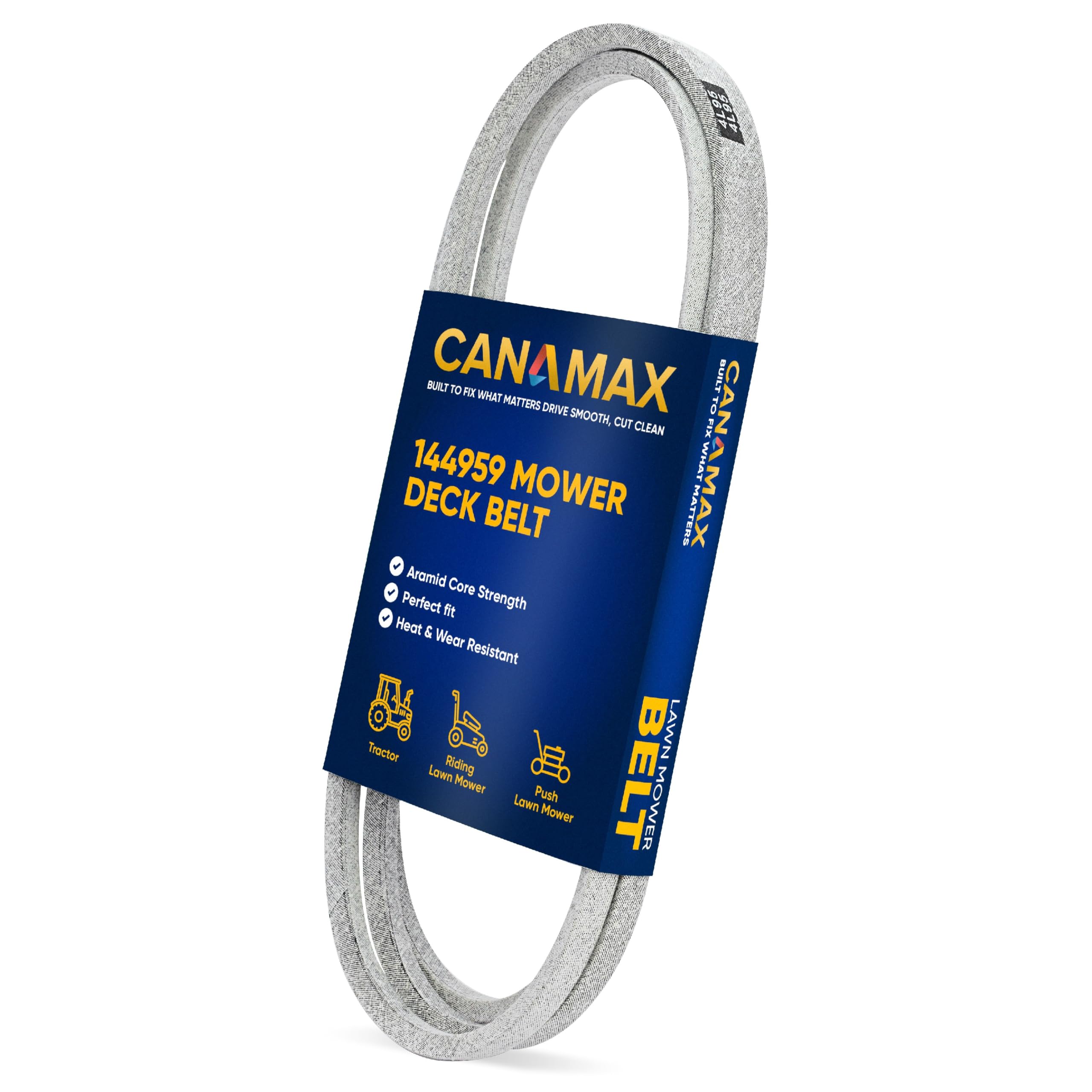 Photo 1 of Canamax 144959 Mower Deck Belt - Aramid Cord 1/2" x 95.5" - for 42" Deck Craftsman LT3000 DLT3000 DYT4000 LT1000 LT2000 Poulan Husqvarna AYP Ariens - Replaces 532144959 130801 532130801 24690 248-095