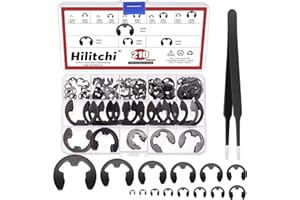 Hilitchi 211Pcs 14 Sizes Manganese Steel E Clip Assortment Kit with Tweezers, M1.5 M2 M2.5 M3 M3.5 M4 M5 M6 M7 M8 M9 M10 M12 