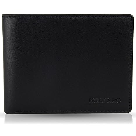 BULLAZO Fino Discreta, Geldbörse ohne Münzfach mit RFID Schutz, Leder, Schwarz