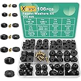 XBVV 106 PCS Faucet Washer Assortment Kit with Assorted Flat and Beveled Rubber Washers for Outdoor Garden Faucet Stem Leak Worn Replacement Repair