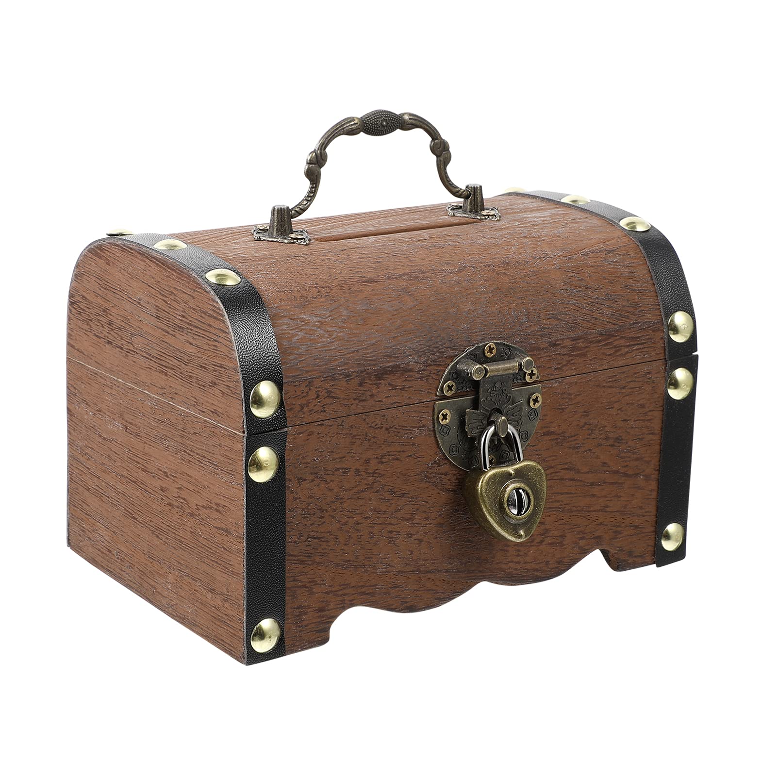Treasure Chest, Vintage Wooden Treasure Chest Box with Lock Decorative Coin Storage Organizer Retro Wood Trunk for Collectibles and Keepsakes Stylish Box for Home
