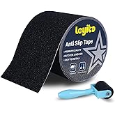 Leyibo Anti Slip Tape, 5 Inch x 35 Ft Grip Tape for Stairs Outdoor/Indoor, Waterproof Non Skid Roll for Stair Treads Non Slip, High Traction Friction Abrasive Adhesive Stair Steps – Black