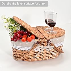 Wicker Picnic Basket with Removable Liner Empty