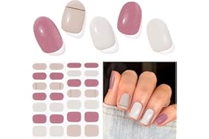 DUKASOU Semi Cured Gel Nail Strips, Peach Blossom Stuffed | 28 pcs Gel Nail Strips Work with Any UV Lamp, Salon Quality UV Nails Stickers, Easy to Apply for Home Nails DIY