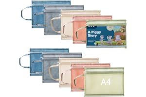 10 Packs of Colored Mesh Zipper Pouch Bags, Double-Layer A4 Zipper Pouch with Handle, Suitable for Storing Building Blocks, B