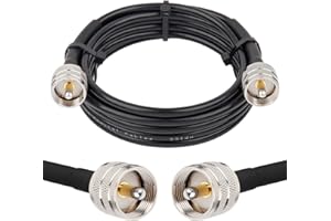 XRDS-RF PL-259 UHF CB Coax Cable 10ft, 50 ohm RG58 PL-259 UHF Male to SO-239 Male Connector Low Loss Coaxial Cable for HAM & 
