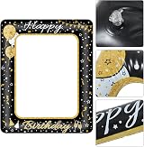 YAAVAAW Happy Birthday Inflatable Selfie Frame Giant Photo Booth Black Gold view 3