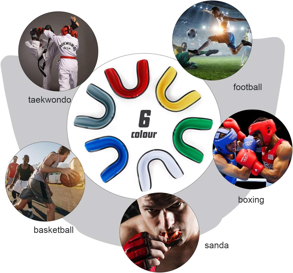 Vanmor Sports Mouth Guard, 6 Pack Youth Mouthguard for Youth Adults Double Colored Gum Shield with Free Box for Football Basketball Boxing MMA Hockey : Sports & Outdoors