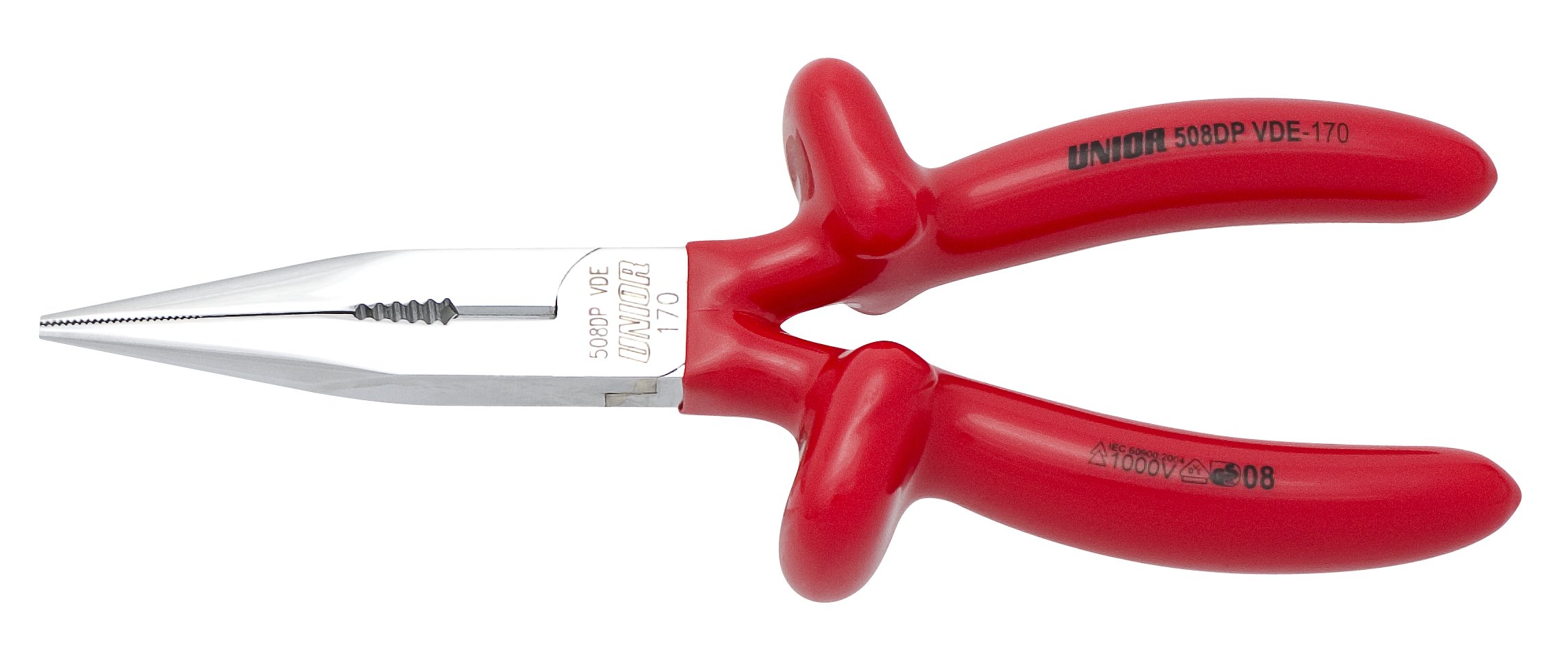 Unior 508/1VDEDP 619190 Nose Pliers with Cutting Edge and Extra Long Jaws Insulated Straight 200 mm Black