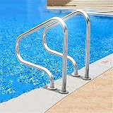 YERT 3-Bend Pool Hand Rail, Stainless Steel Safety Grab Ladder, Silver view 2