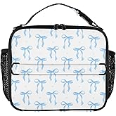 Blueangle Blue Ribbon Bow Lunch Box for Men Women Adults, Small Lunch Bag for Office Work Picnic - Reusable Portable Cooler Bag
