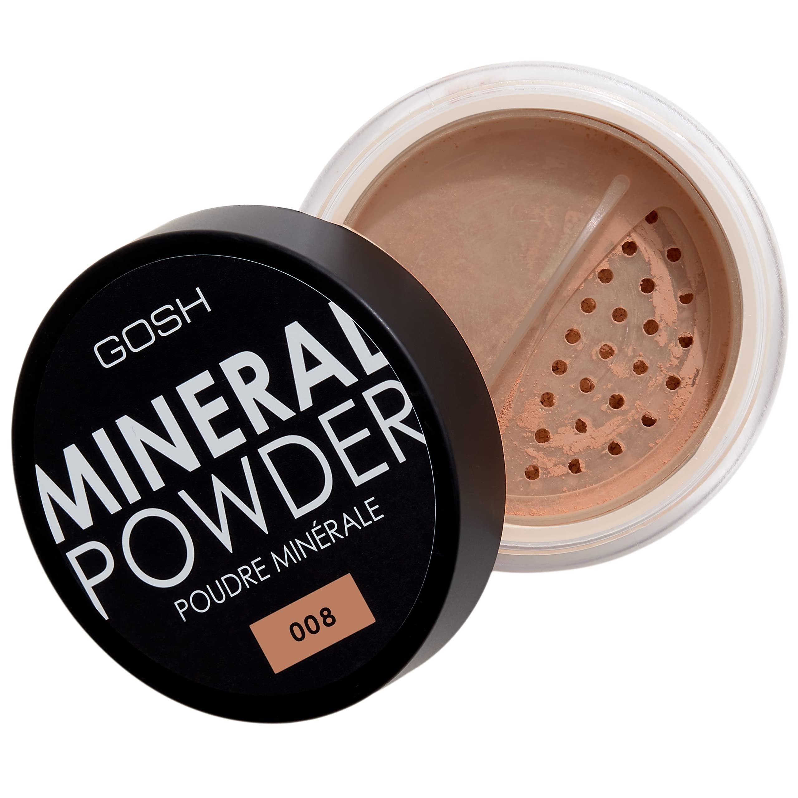 GOSH Mineral Powder, Vegan, Loose Fixation Powder with Minerals for All Skin Types, Matte & Long-Lasting for a Flawless Complexion, No Mask Effect, Medium to High Coverage, 008 Tan