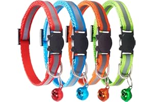 D-buy Breakaway Reflective Nylon Cat Collars with Bell (4 Colors)